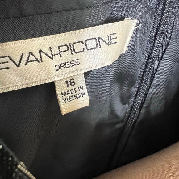 Vintage Evan Picone Sheath Dress 16 Womens Jacquard Black Pleated Work Event 90s - Picture 5 of 11